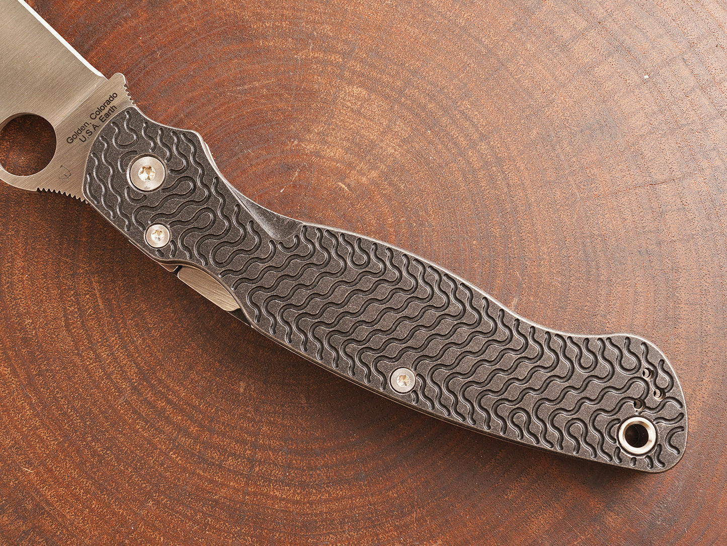 Titanium Dark Wash Critter Scales for Spyderco Military 2 - Full Liner