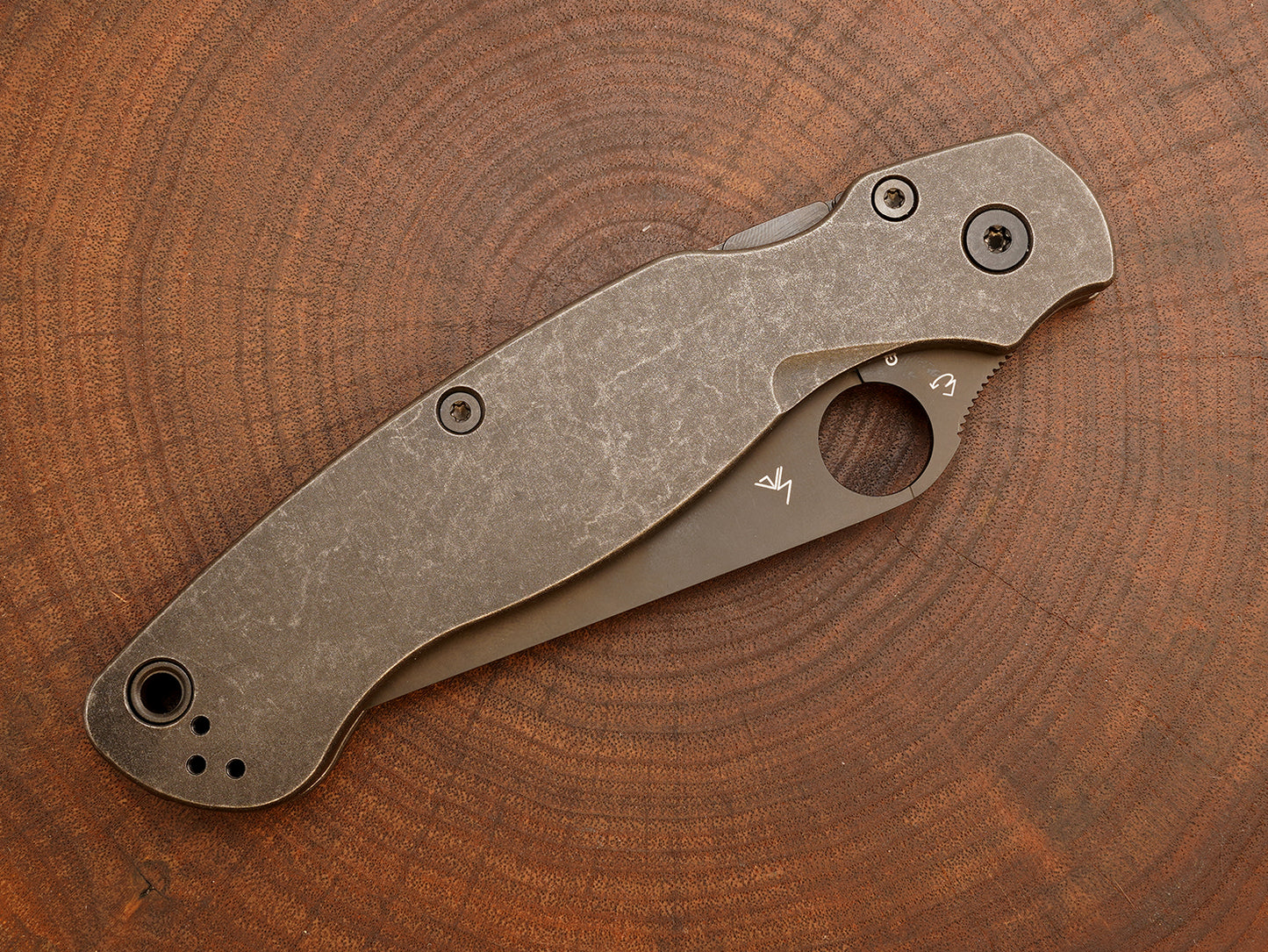 Titanium Dark Wash Scales for Spyderco Military 2 - Nested Liner