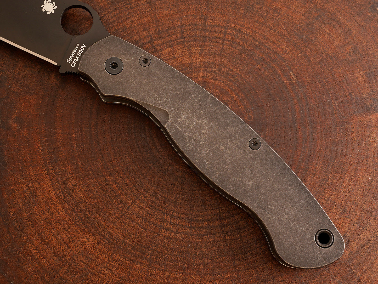 Titanium Dark Wash Scales for Spyderco Military 2 - Full Liner