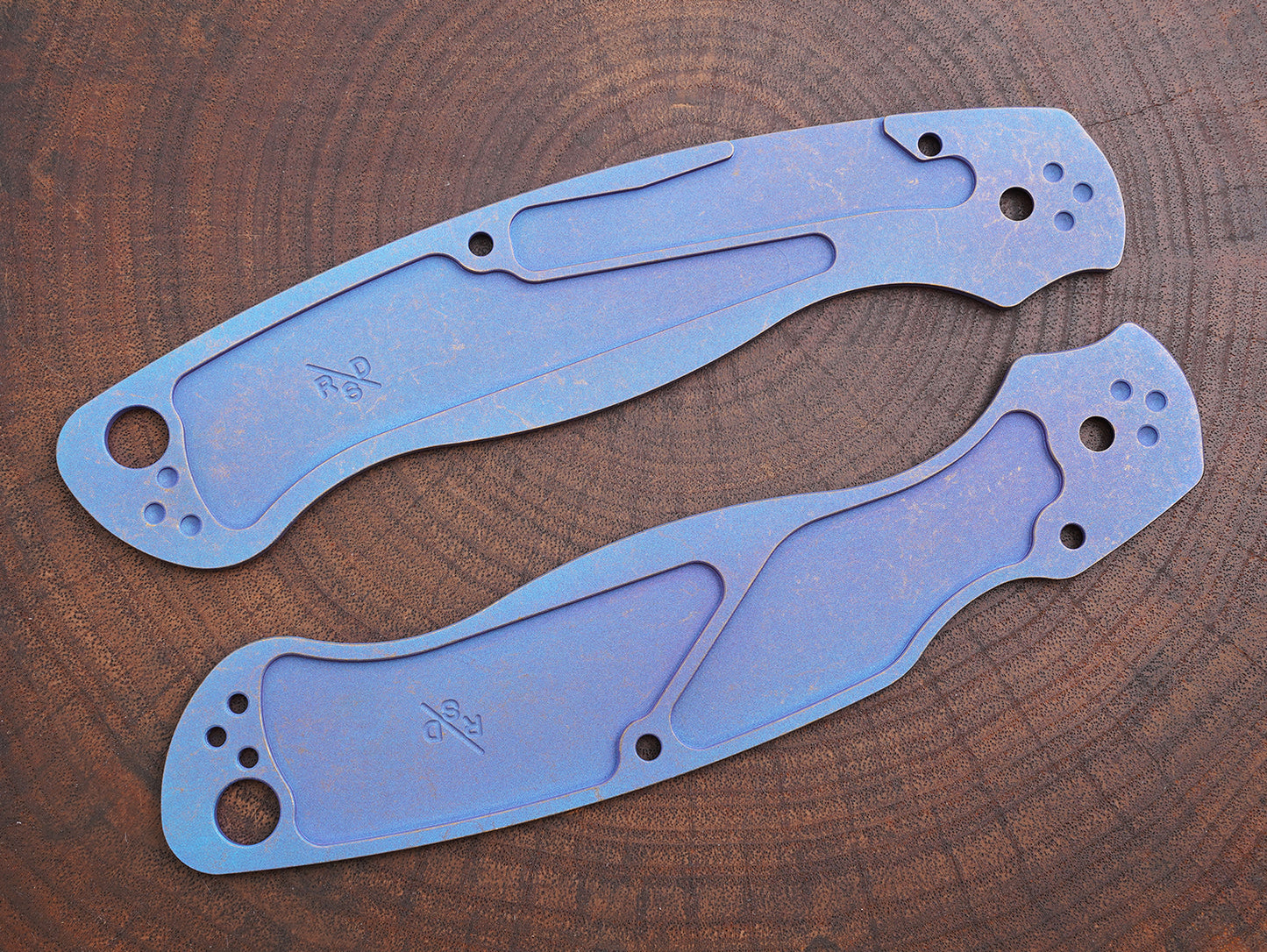 Titanium Rusted Anodized Hexi Scales for Spyderco Military 2 - Full Liner