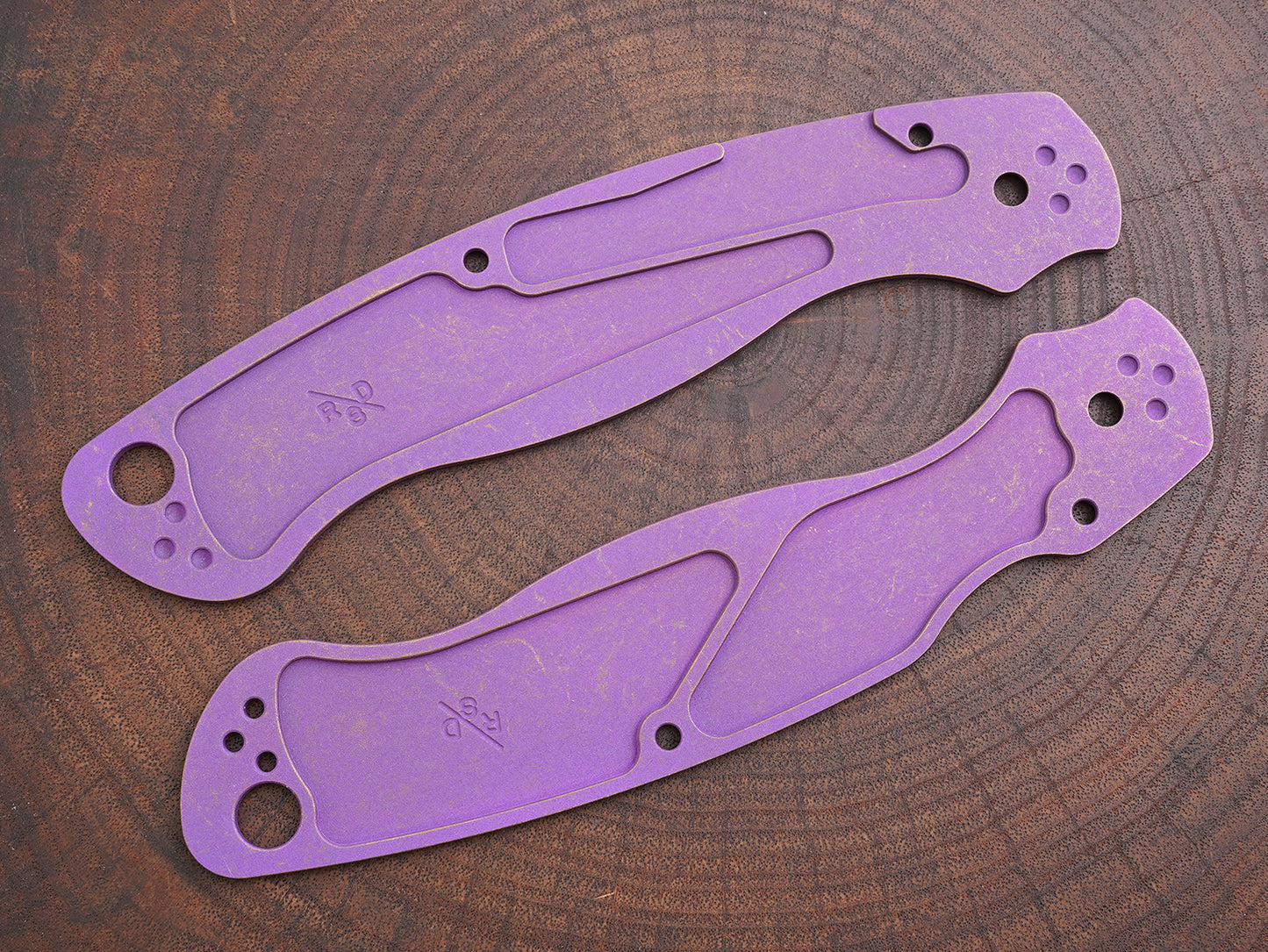 Titanium Rusted Anodized Hexi Scales for Spyderco Military 2 - Full Liner