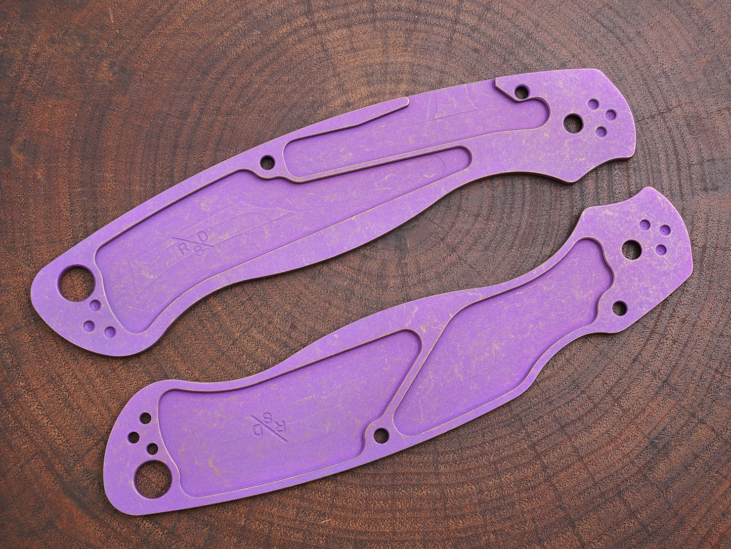 Titanium Rusted Anodized Critter Scales for Spyderco Military 2 - Full Liner
