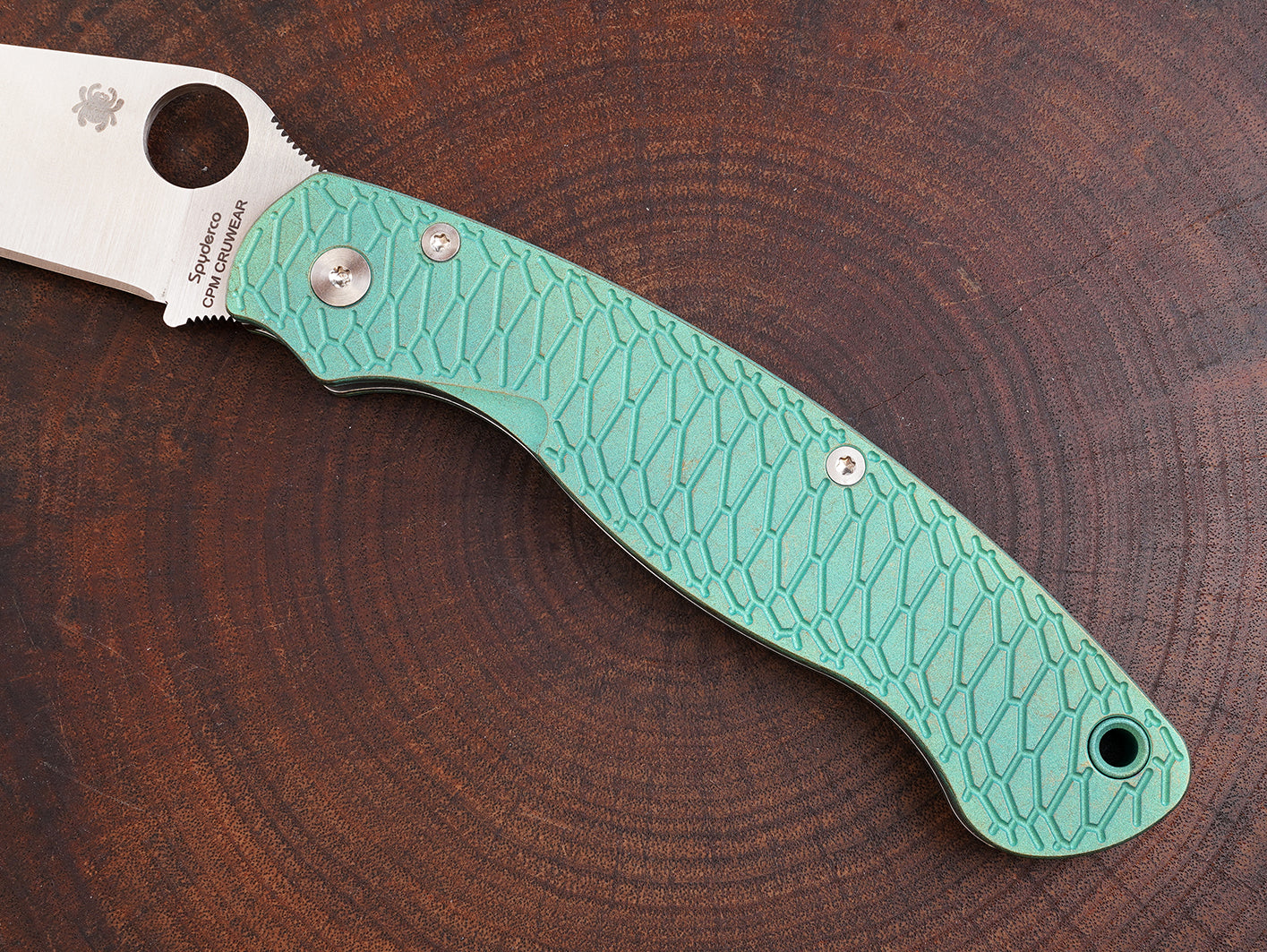 Titanium Rusted Anodized Hexi Scales for Spyderco Military 2 - Full Liner