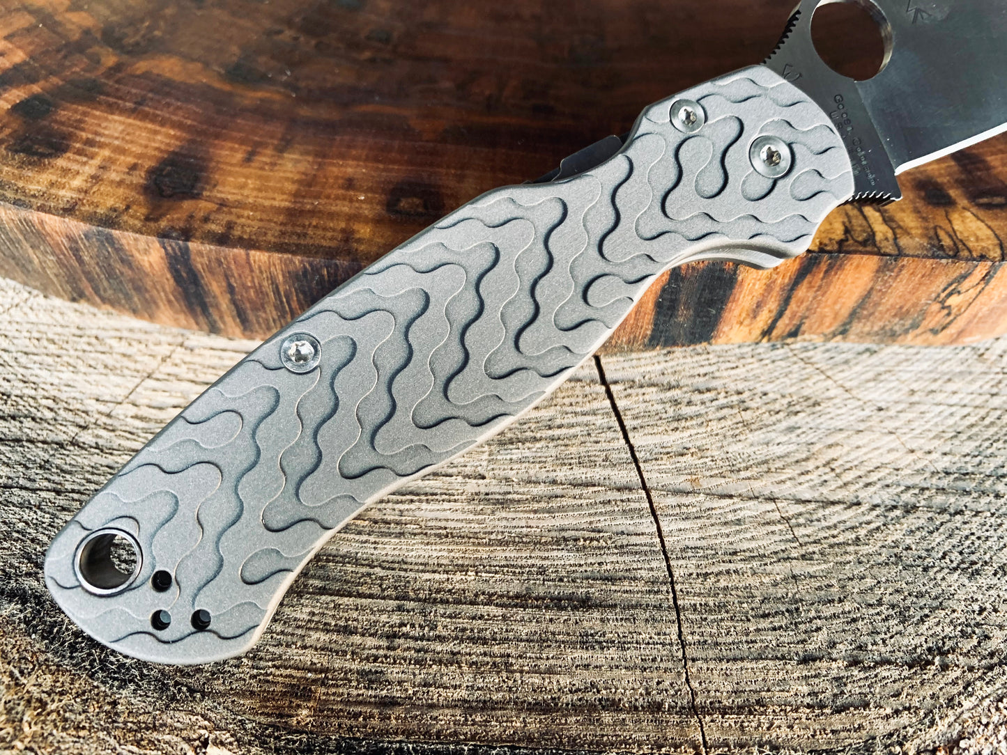 Titanium Scales for Spyderco PM2 Critter - Aluminum Blast