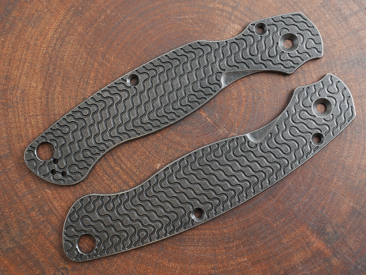 Titanium Dark Wash Critter Scales for Spyderco Military 2 - Full Liner