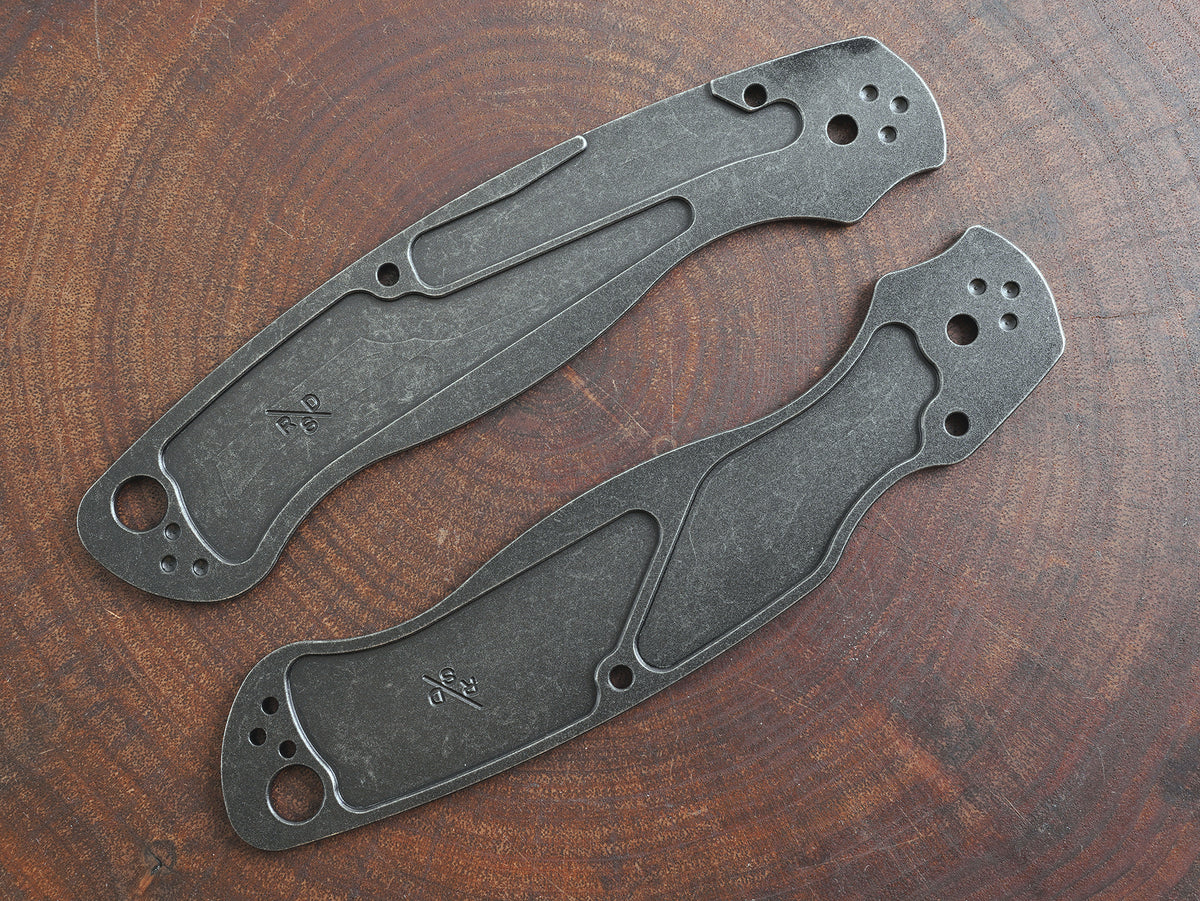 Titanium Dark Wash Critter Scales for Spyderco Military 2 - Full Liner