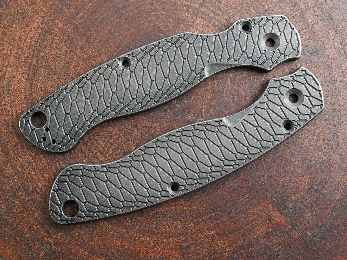 Titanium Dark Wash Hexi Scales for Spyderco Military 2 - Nested Liner