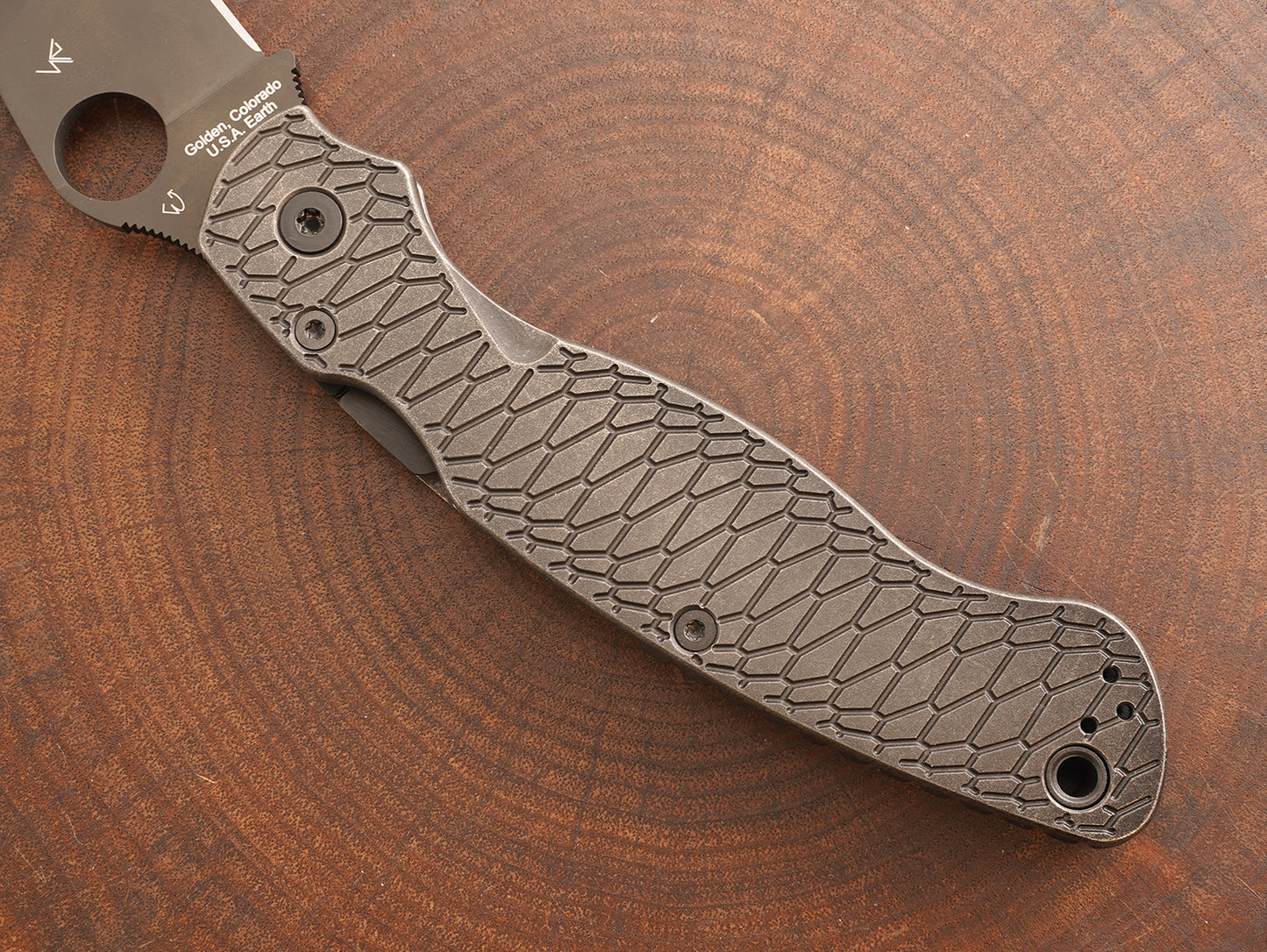 Titanium Dark Wash Hexi Scales for Spyderco Military 2 - Nested Liner