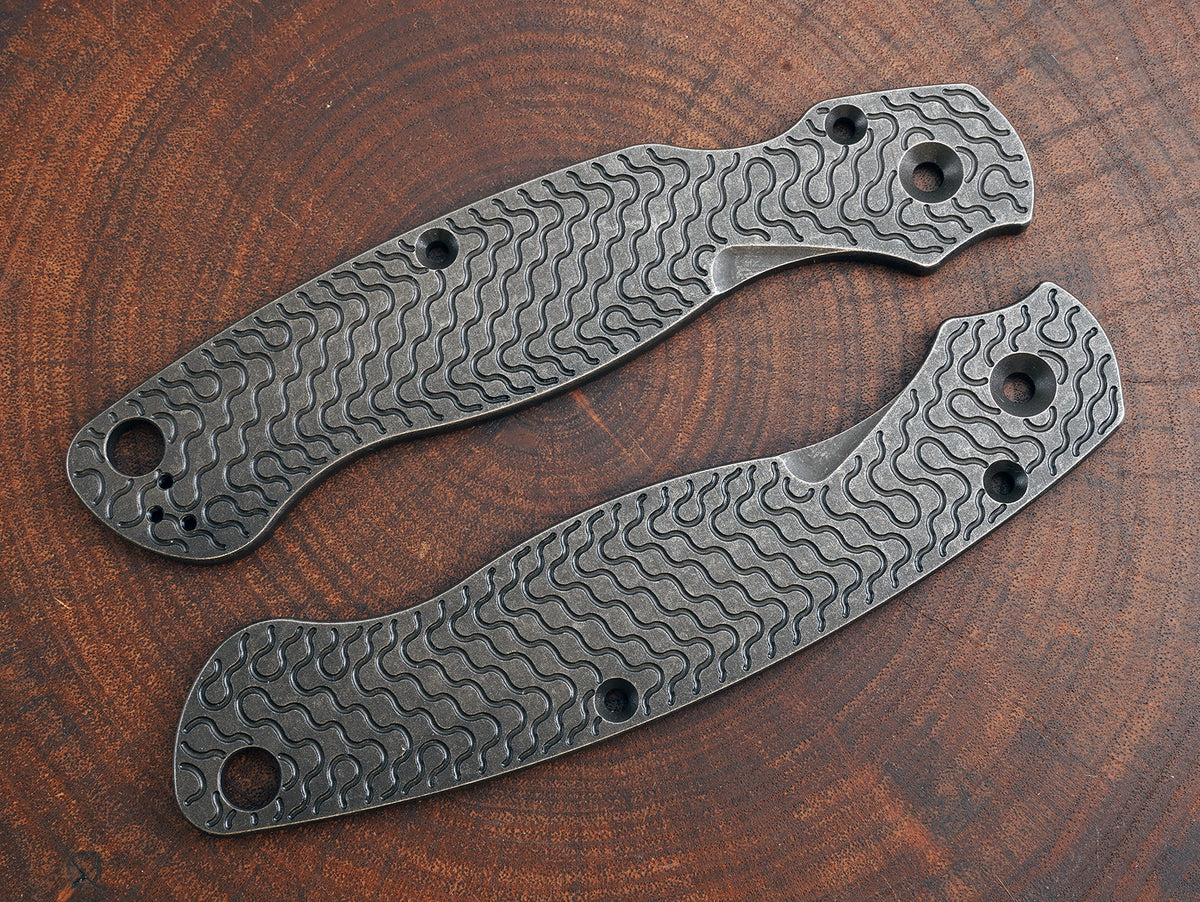 Titanium Dark Wash Critter Scales for Spyderco Military 2 - Nested Liner