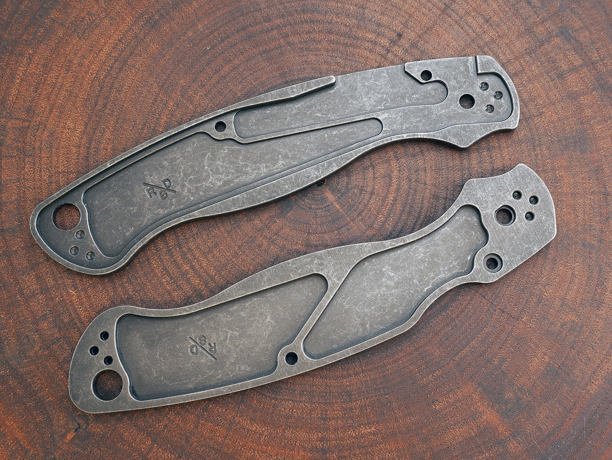 Titanium Dark Wash Critter Scales for Spyderco Military 2 - Nested Liner