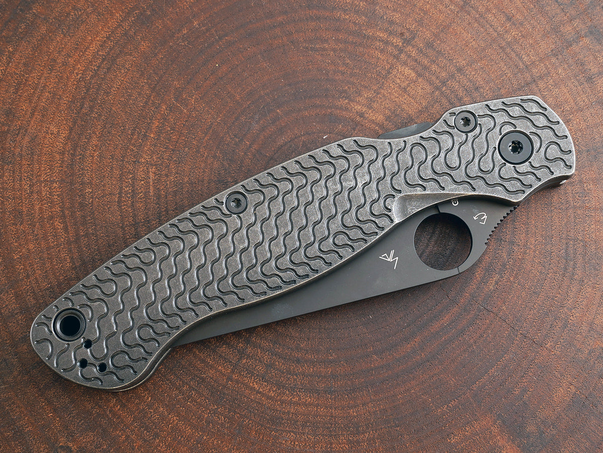 Titanium Dark Wash Critter Scales for Spyderco Military 2 - Nested Liner