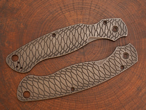 Titanium Dark Wash Hexi Scales for Spyderco Military 2 - Full Liner