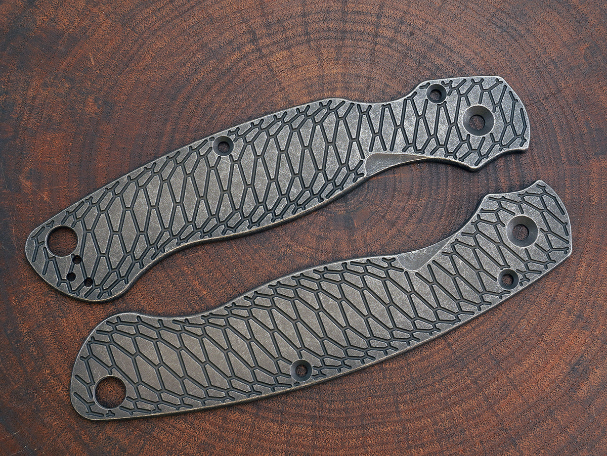 Titanium Dark Wash Hexi Scales for Spyderco Military 2 - Full Liner