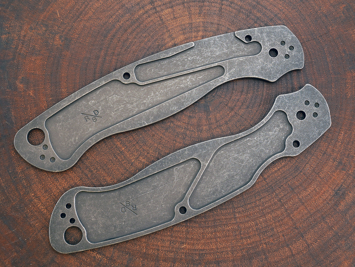 Titanium Dark Wash Hexi Scales for Spyderco Military 2 - Full Liner