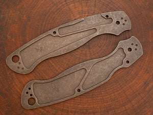 Titanium Dark Wash Hexi Scales for Spyderco Military 2 - Full Liner
