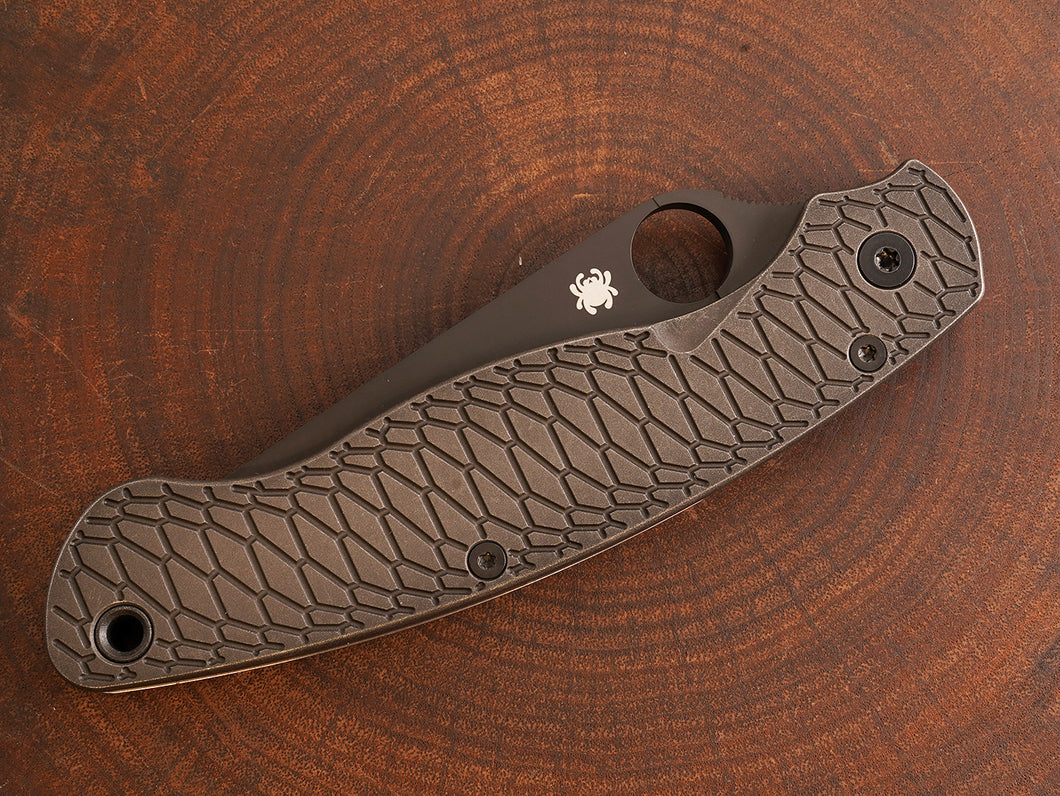 Titanium Dark Wash Hexi Scales for Spyderco Military 2 - Full Liner