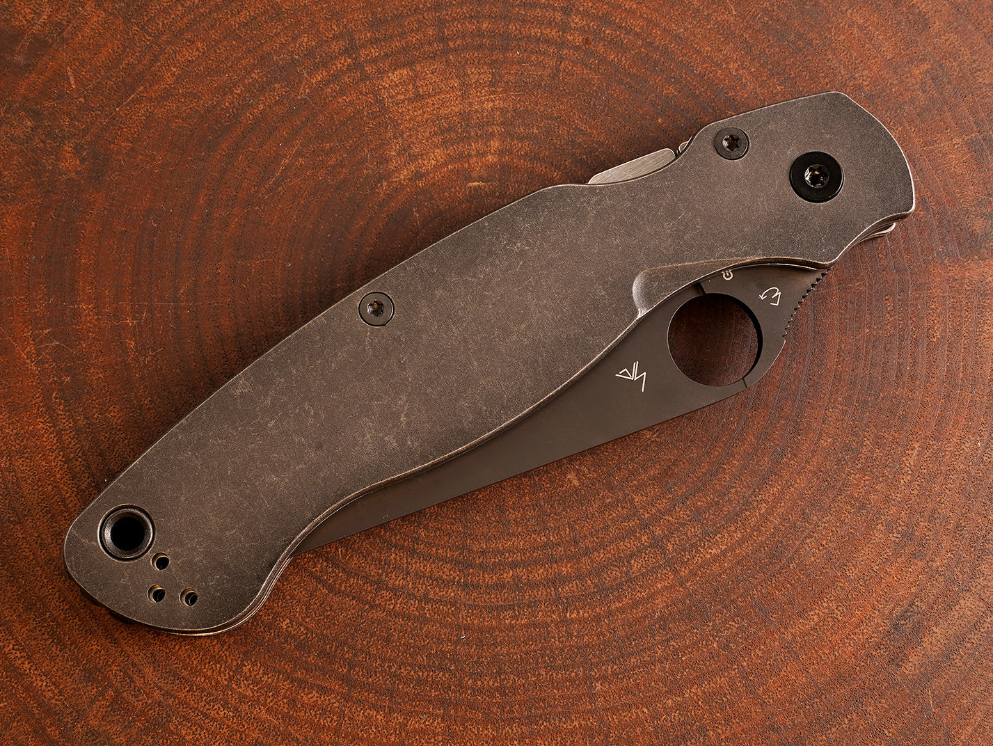 Titanium Dark Wash Scales for Spyderco Military 2 - Full Liner