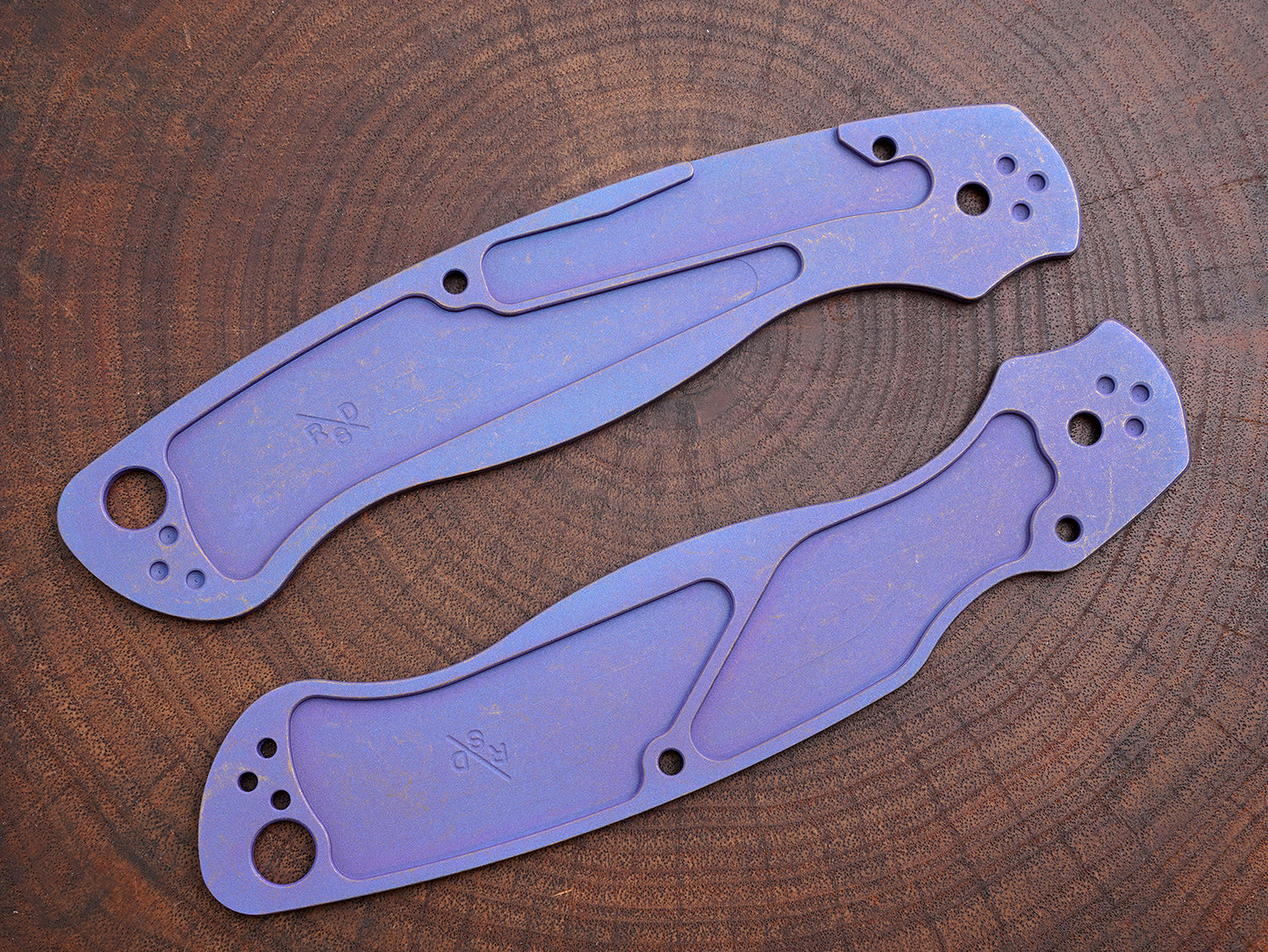 Titanium Rusted Anodized Critter Scales for Spyderco Military 2 - Full Liner