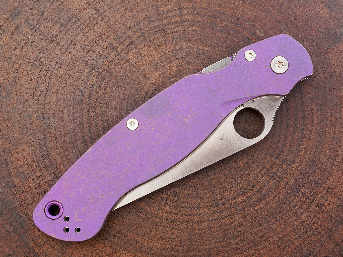 Titanium Rusted Anodized Scales for Spyderco Military 2 - Full Liner