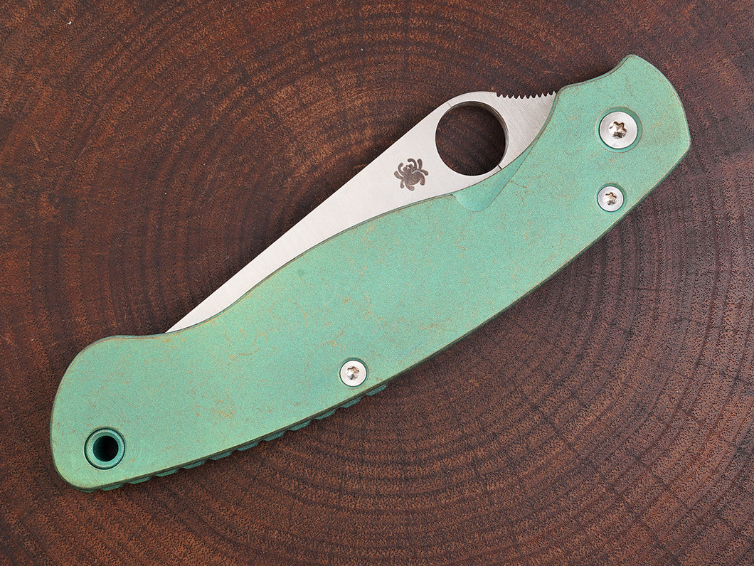 Titanium Rusted Anodized Scales for Spyderco Military 2 - Nested Liner