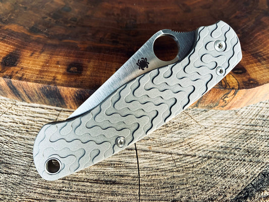 Titanium Scales for Spyderco PM2 Critter - Aluminum Blast