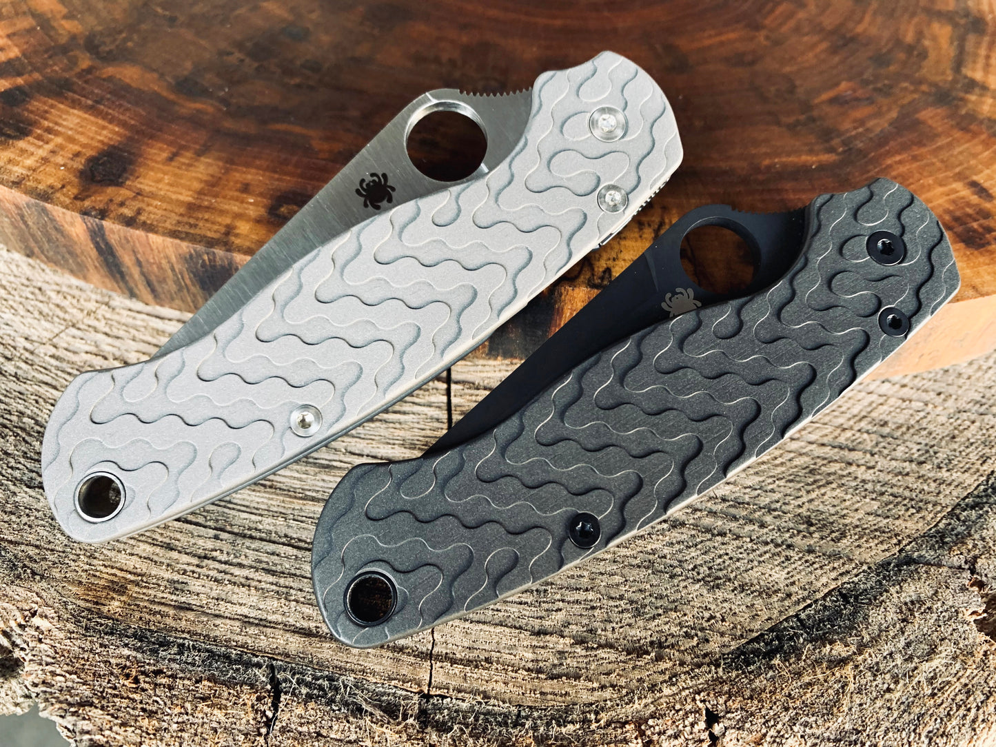 Titanium Scales for Spyderco PM2 Critter - Aluminum Blast